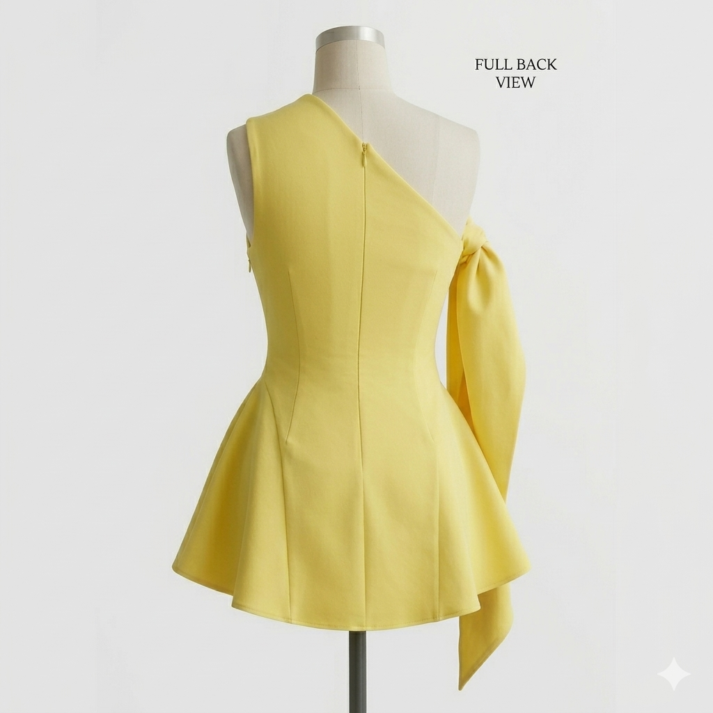 The "Soleil" Sculptural Tulip Mini Dress view 3